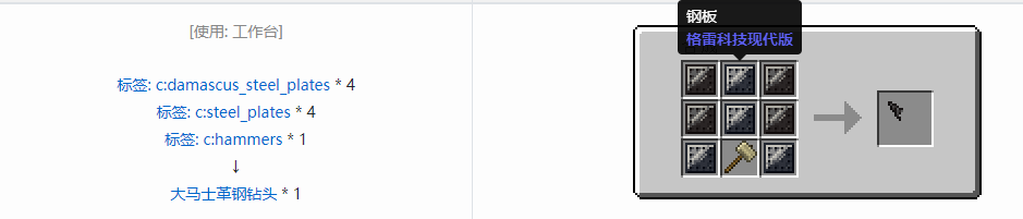 我的世界格雷科技现代版钻头合成表大全