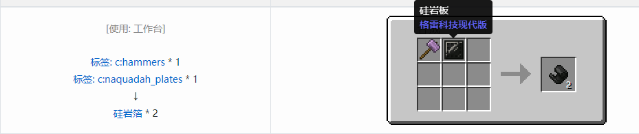 我的世界格雷科技现代版箔合成表大全
