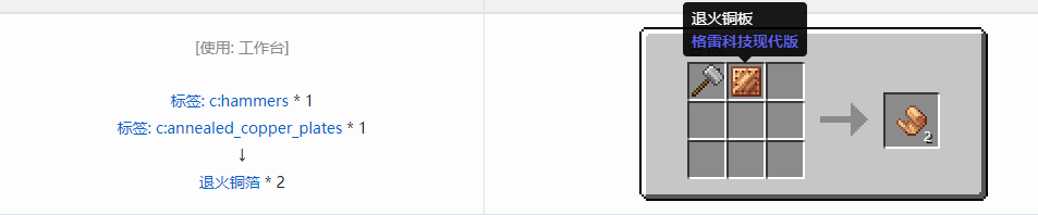 我的世界格雷科技现代版箔合成表大全