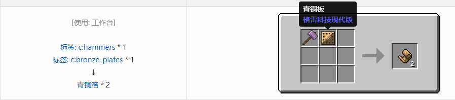 我的世界格雷科技现代版箔合成表大全