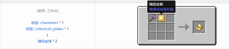 我的世界格雷科技现代版箔合成表大全