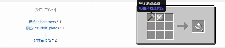 我的世界格雷科技现代版箔合成表大全