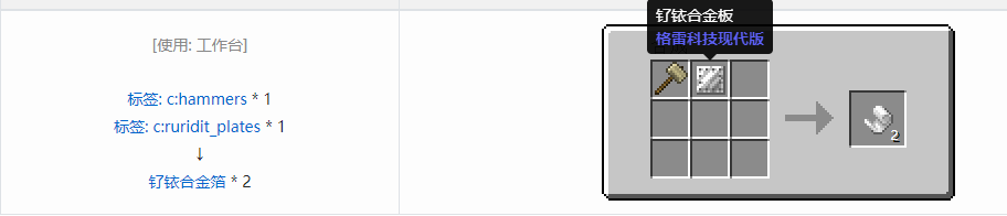 我的世界格雷科技现代版箔合成表大全