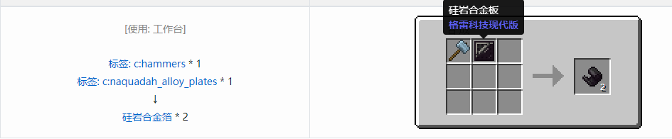 我的世界格雷科技现代版箔合成表大全