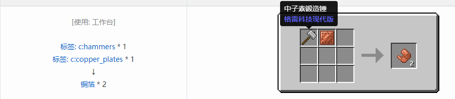 我的世界格雷科技现代版箔合成表大全
