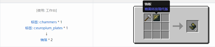 我的世界格雷科技现代版箔合成表大全