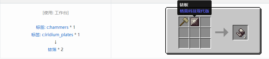 我的世界格雷科技现代版箔合成表大全