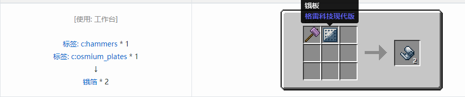 我的世界格雷科技现代版箔合成表大全