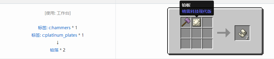 我的世界格雷科技现代版箔合成表大全