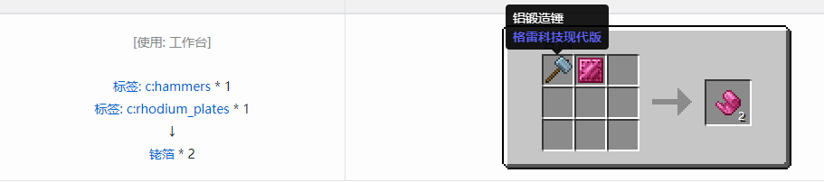 我的世界格雷科技现代版箔合成表大全