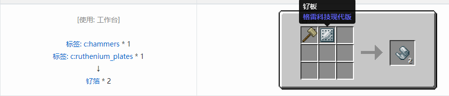 我的世界格雷科技现代版箔合成表大全