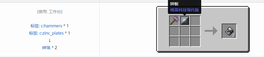 我的世界格雷科技现代版箔合成表大全