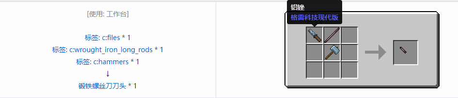 我的世界格雷科技现代版螺丝刀刀头合成表大全