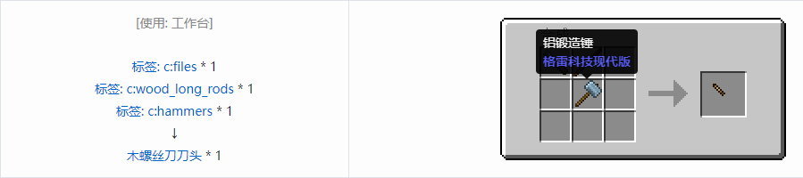 我的世界格雷科技现代版螺丝刀刀头合成表大全