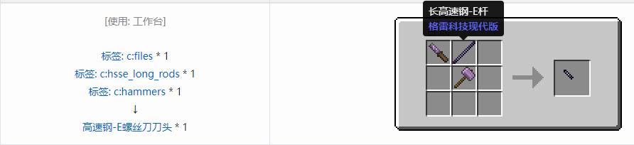 我的世界格雷科技现代版螺丝刀刀头合成表大全
