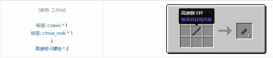 我的世界格雷科技现代版螺栓合成表大全