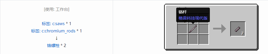 我的世界格雷科技现代版螺栓合成表大全