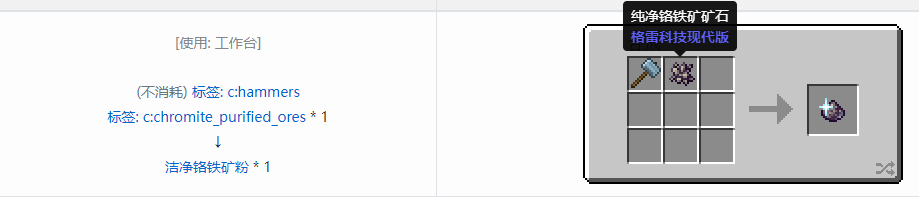 我的世界格雷科技现代版洁净粉合成表大全