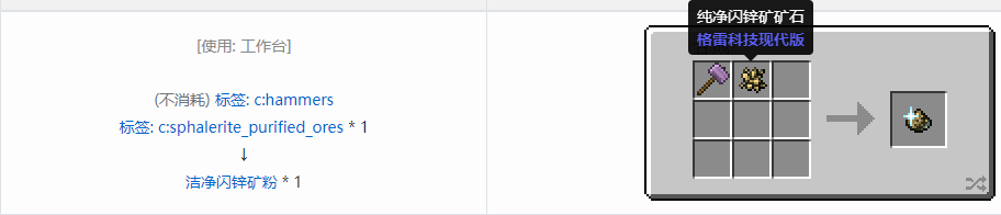 我的世界格雷科技现代版洁净粉合成表大全