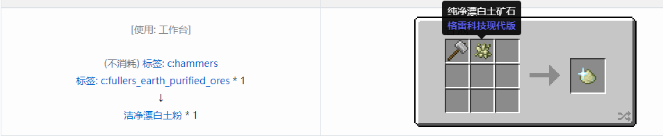 我的世界格雷科技现代版洁净粉合成表大全