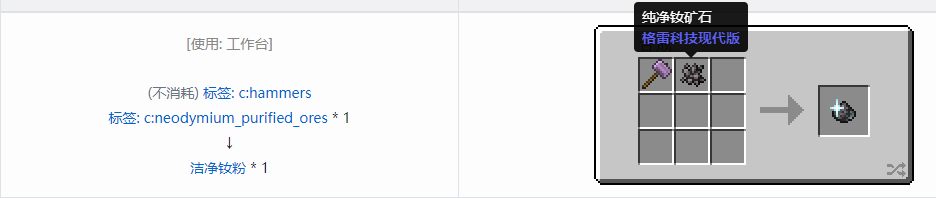 我的世界格雷科技现代版洁净粉合成表大全