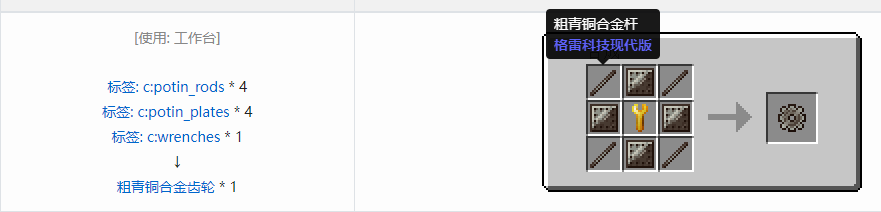 我的世界格雷科技现代版齿轮合成表大全