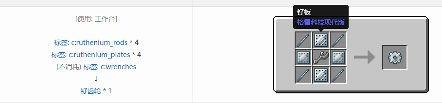 我的世界格雷科技现代版齿轮合成表大全