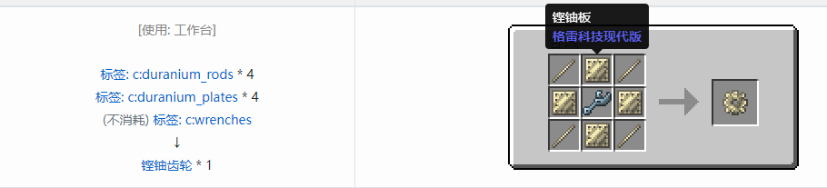 我的世界格雷科技现代版齿轮合成表大全
