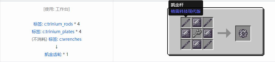 我的世界格雷科技现代版齿轮合成表大全
