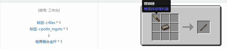 我的世界格雷科技现代版杆合成表大全