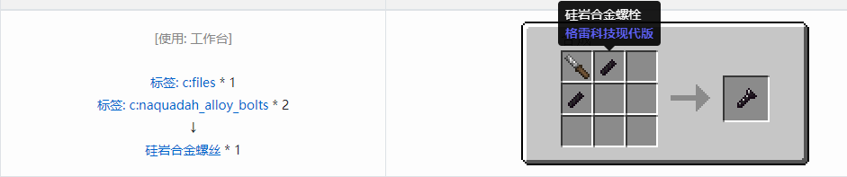 我的世界格雷科技现代版螺丝合成表大全
