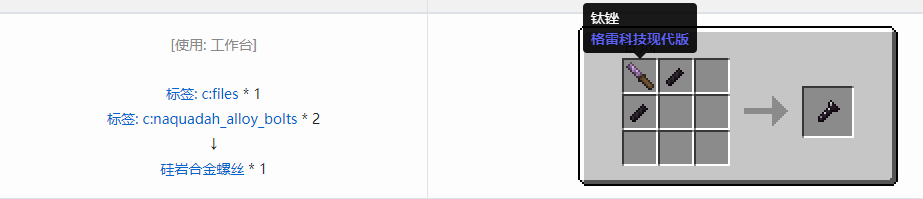 我的世界格雷科技现代版螺丝合成表大全