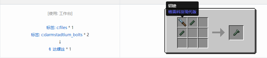 我的世界格雷科技现代版螺丝合成表大全
