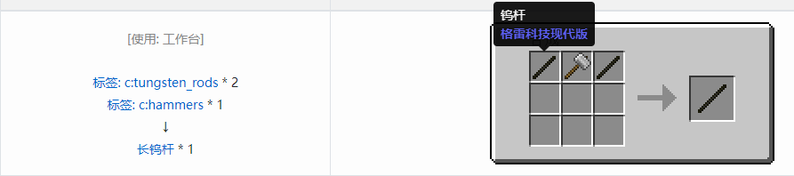我的世界格雷科技现代版长杆合成表大全