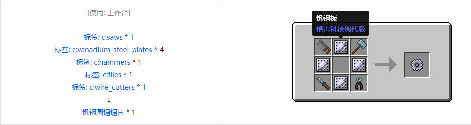 我的世界格雷科技现代版圆锯锯片合成表大全