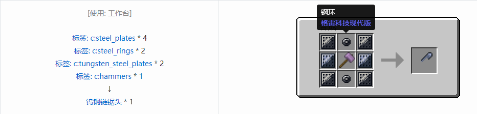 我的世界格雷科技现代版链锯头合成表大全