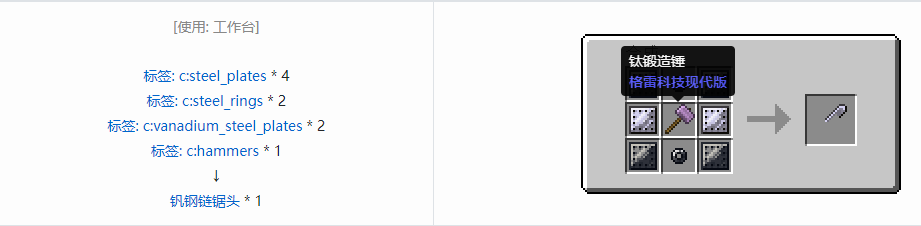 我的世界格雷科技现代版链锯头合成表大全