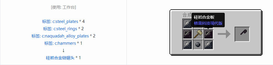 我的世界格雷科技现代版链锯头合成表大全