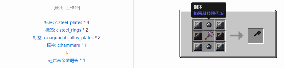 我的世界格雷科技现代版链锯头合成表大全