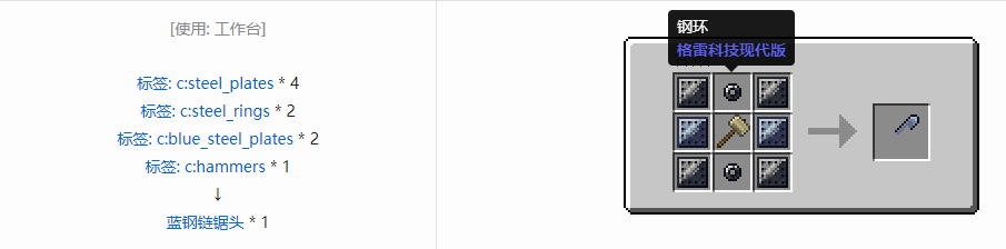 我的世界格雷科技现代版链锯头合成表大全
