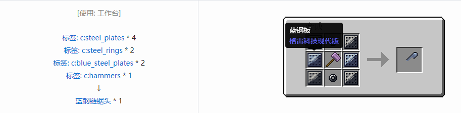 我的世界格雷科技现代版链锯头合成表大全