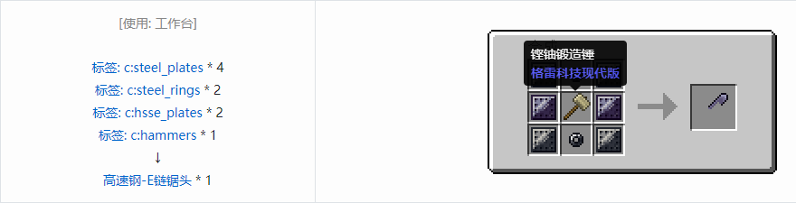 我的世界格雷科技现代版链锯头合成表大全