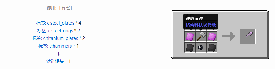 我的世界格雷科技现代版链锯头合成表大全