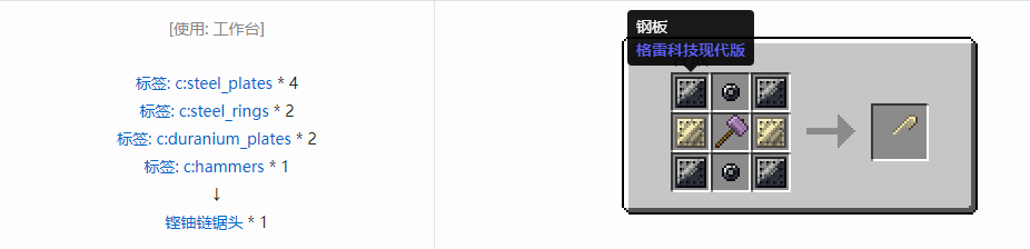我的世界格雷科技现代版链锯头合成表大全