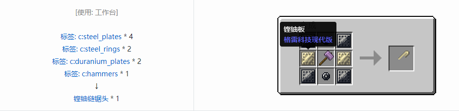 我的世界格雷科技现代版链锯头合成表大全