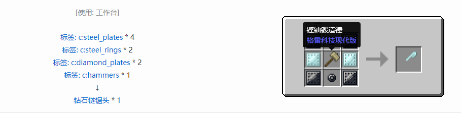 我的世界格雷科技现代版链锯头合成表大全