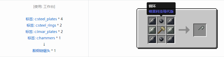 我的世界格雷科技现代版链锯头合成表大全