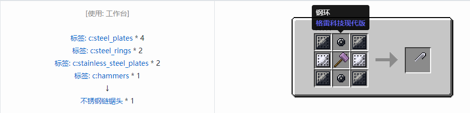 我的世界格雷科技现代版链锯头合成表大全