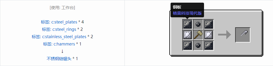 我的世界格雷科技现代版链锯头合成表大全