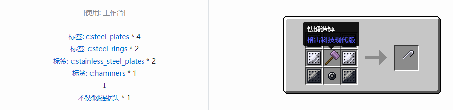 我的世界格雷科技现代版链锯头合成表大全